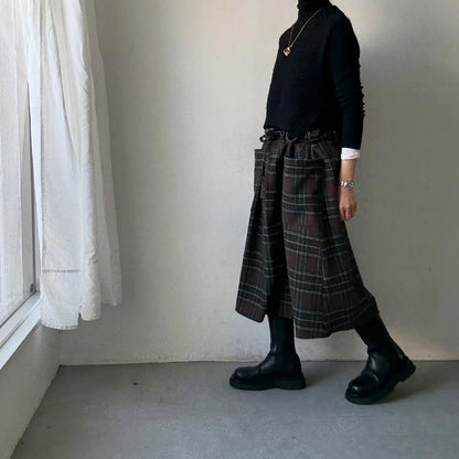 R&D.M.Co ウールタータンチェックストリングスカート