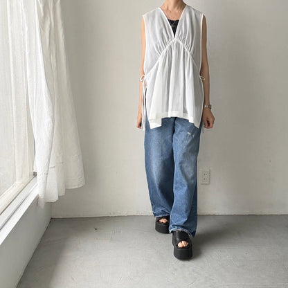 TENNE HANDCRAFTED MODERN オーガンジー2wayショートドレス　ホワイト