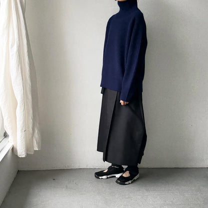 homspun メリノウールワッフル編みプルオーバー　ブルーネイビー