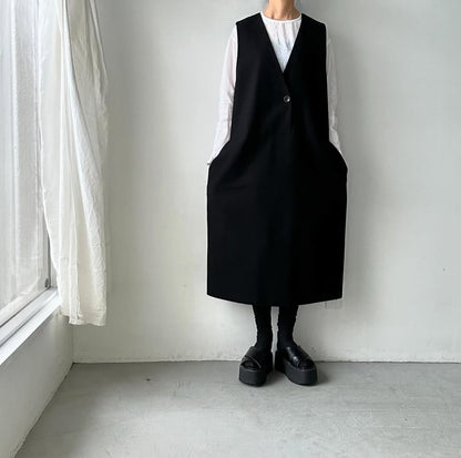 atelier naruse コットンウールヘリンボンジャンパースカート