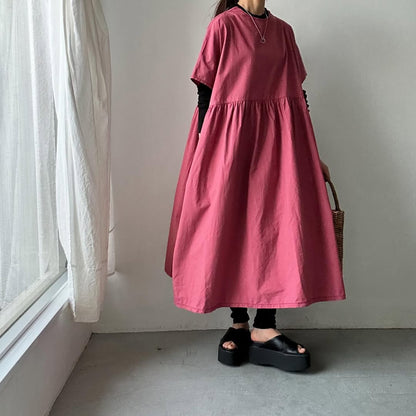 homspun コンパクトウェザービッグギャザーワンピース　ピンク