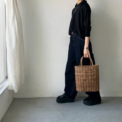 cion  ウールフリルカラーポロニット　ブラック