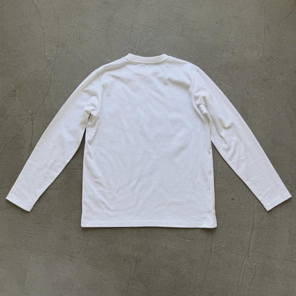 OLDMANS TAILOR OMTフロッキープリントロゴ長袖Tシャツ　ホワイト×ブラック