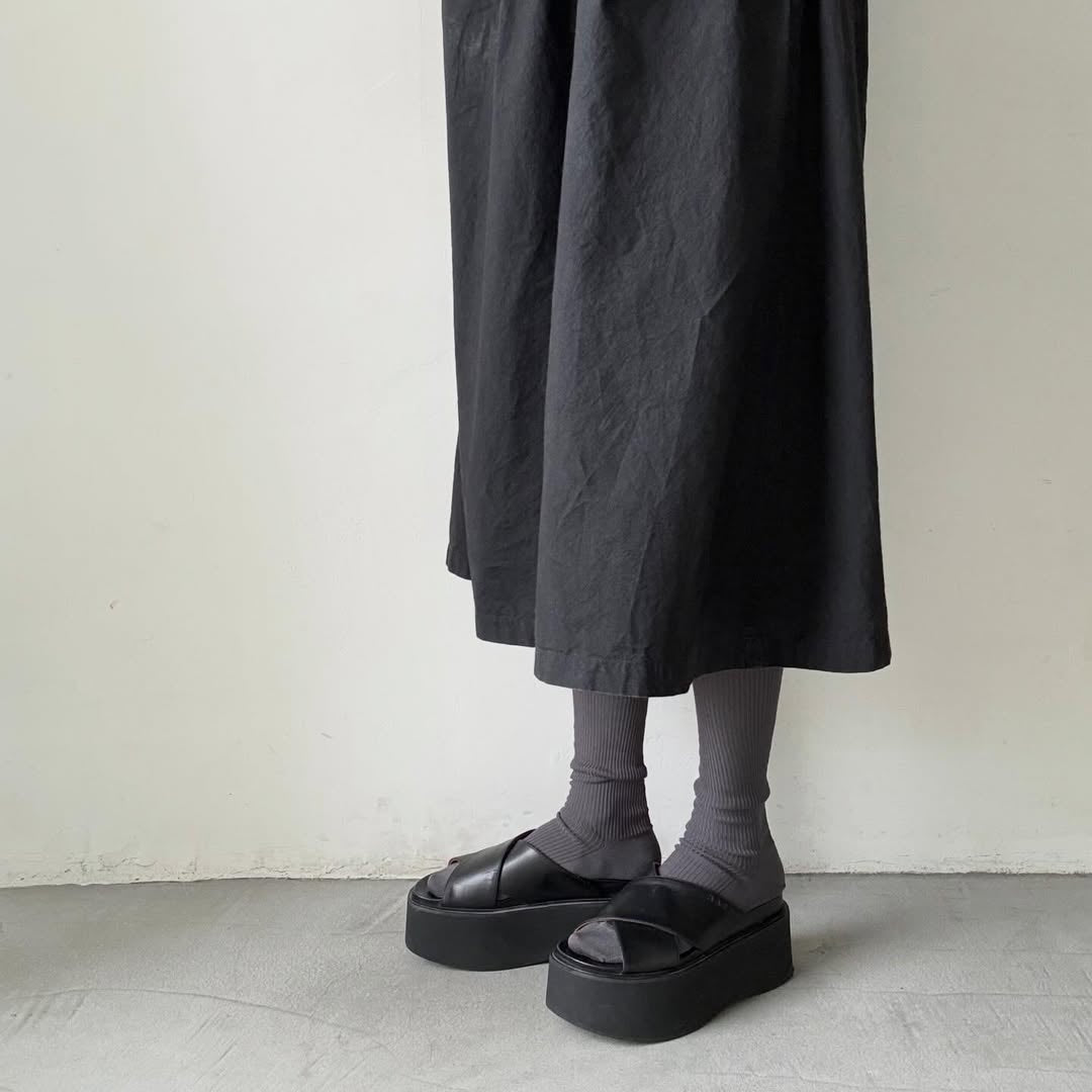 homspun シルケットコットンハイソックス　グレー