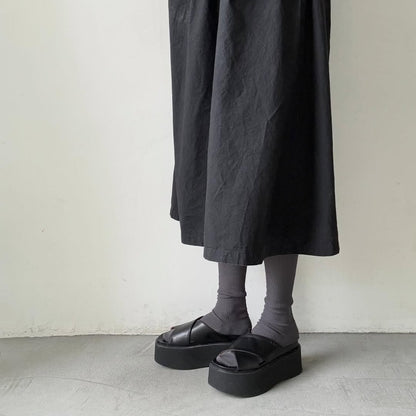 homspun シルケットコットンハイソックス　グレー