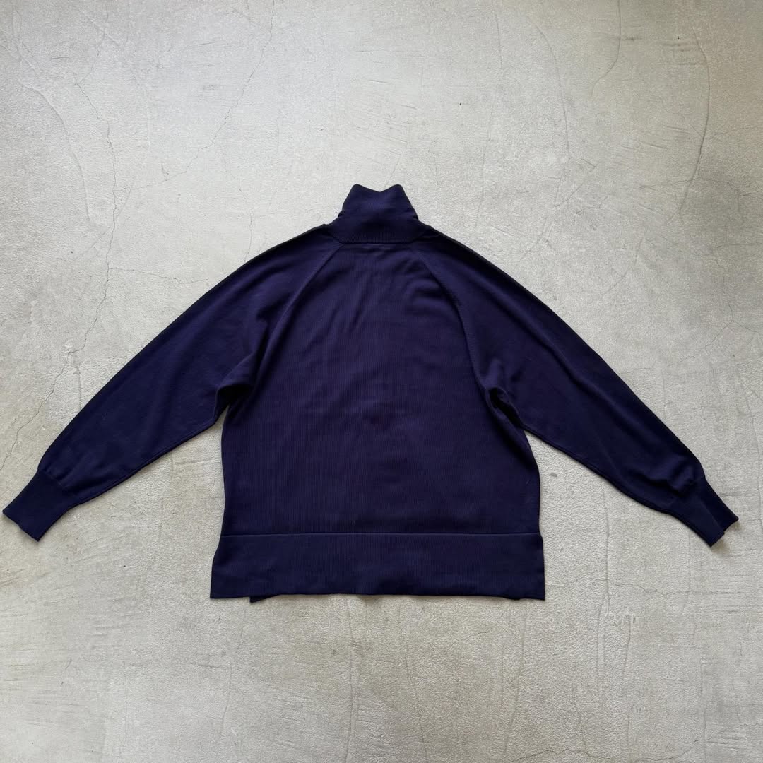homspun ソフトコットンジップアップカーディガン　ネイビー