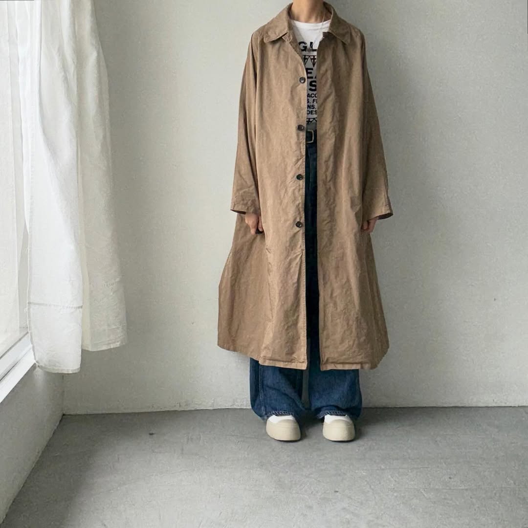 R&D.M.Co ガーメントダイステンカラーコート　ベージュ