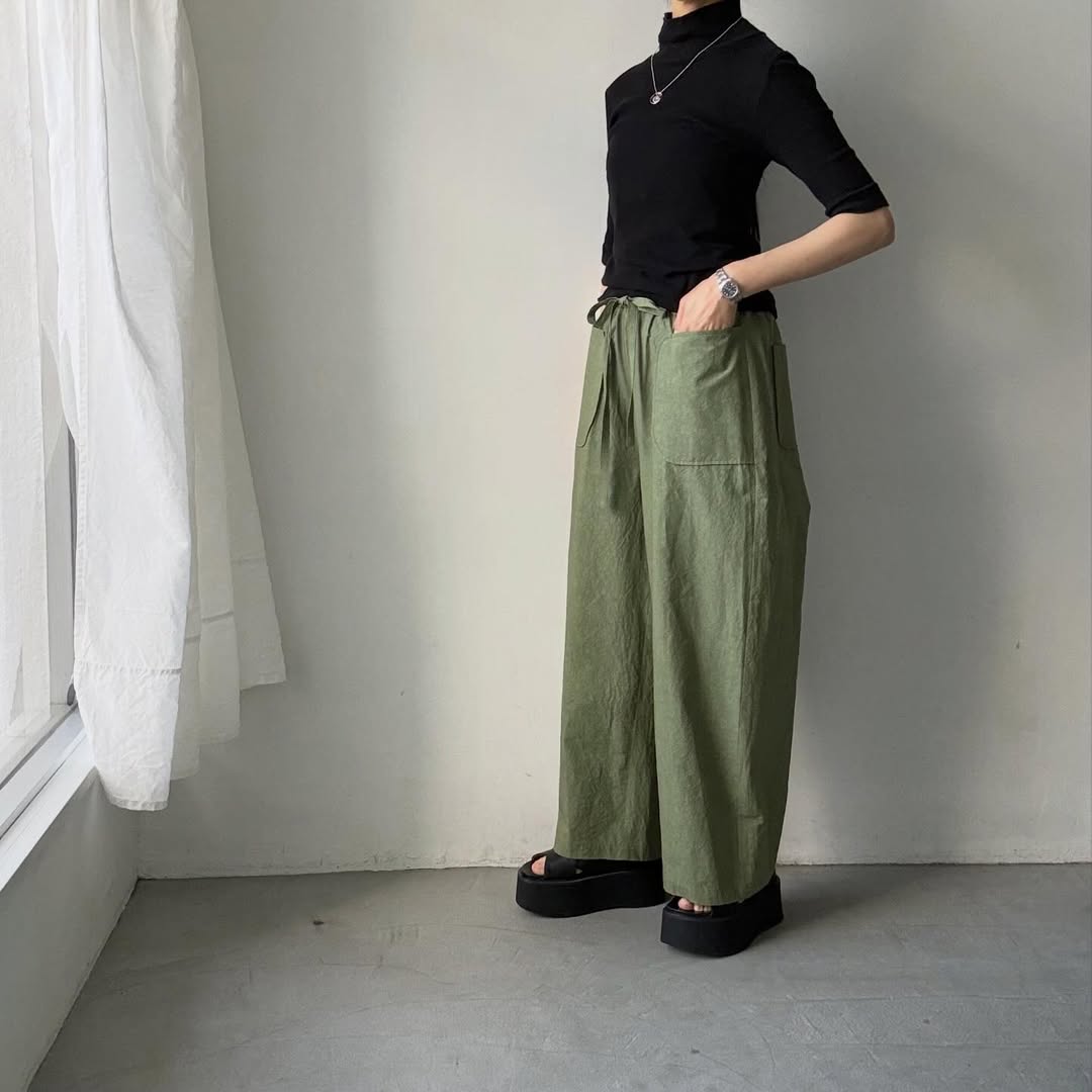 MAGALI コットンリネンファナージュロングパンツ