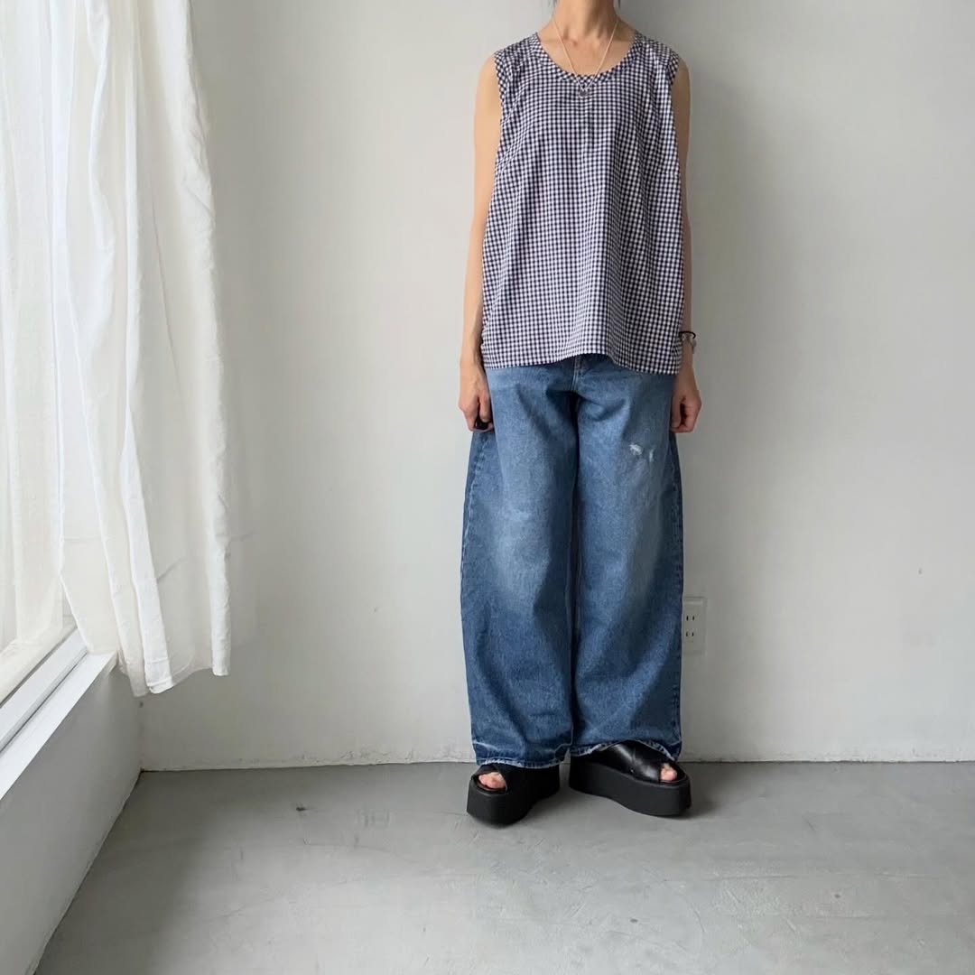 homspun  ギンガムノースリーブプルオーバー　