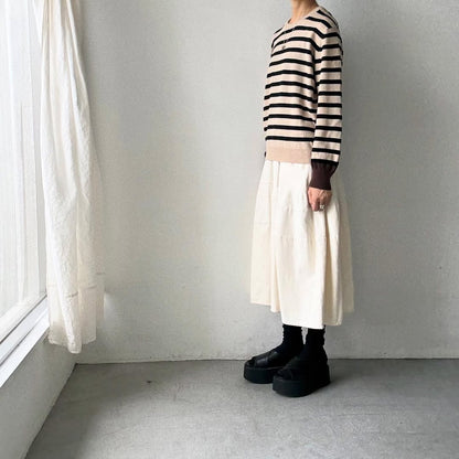 atelier naruse ウールコットンボーダーニット　ベージュ×ブラウン