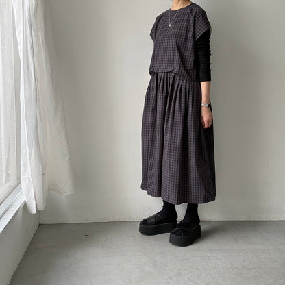 MAGALI ウォッシュドコットンラウンドスリーブワンピース
