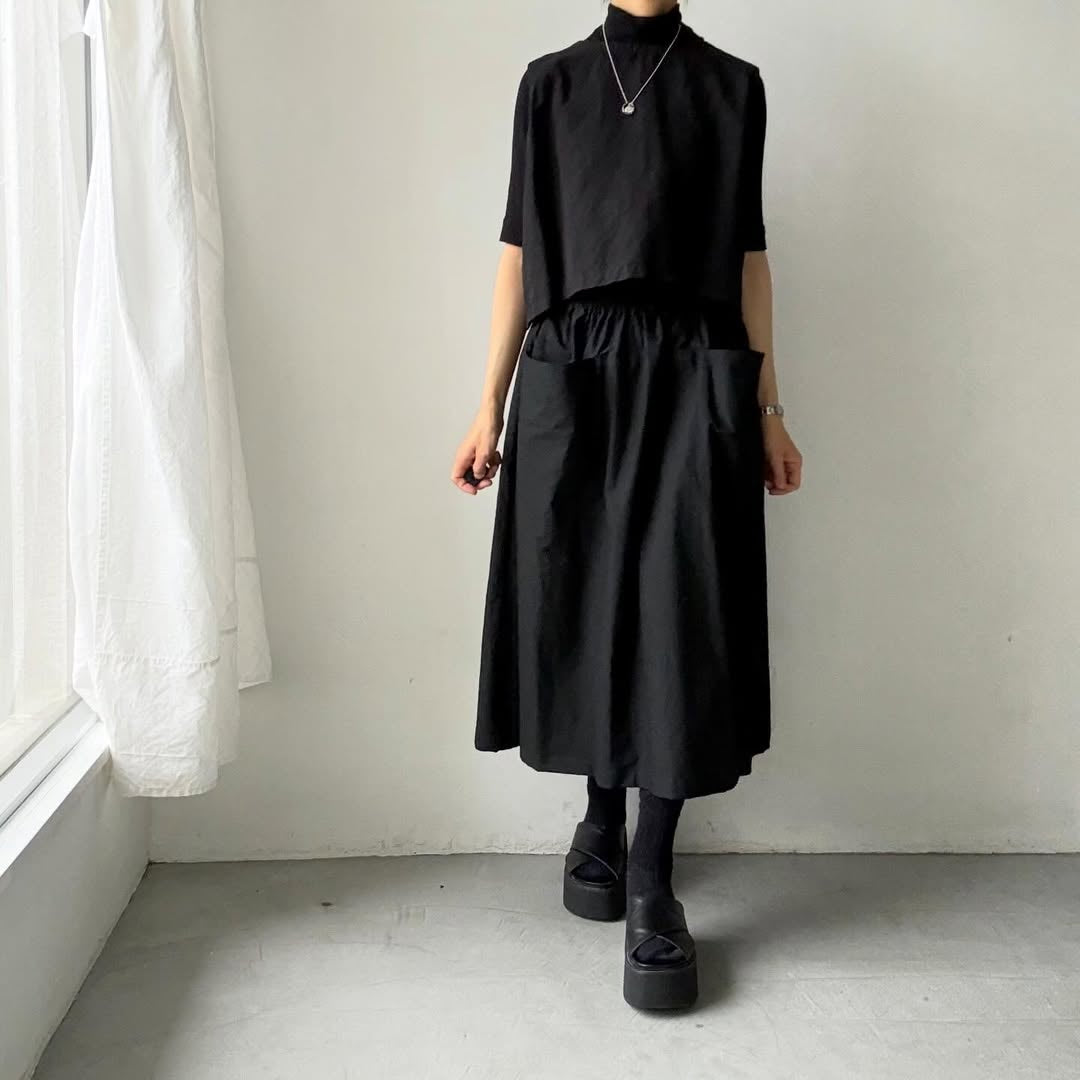 atelier naruse  ダウンプルーフコットンカットインポケットスカート　ブラック
