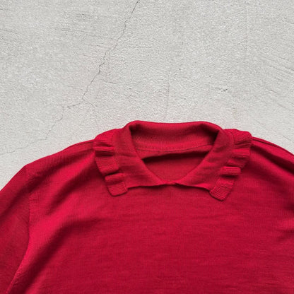 cion  ウールフリルカラーポロニット　レッド