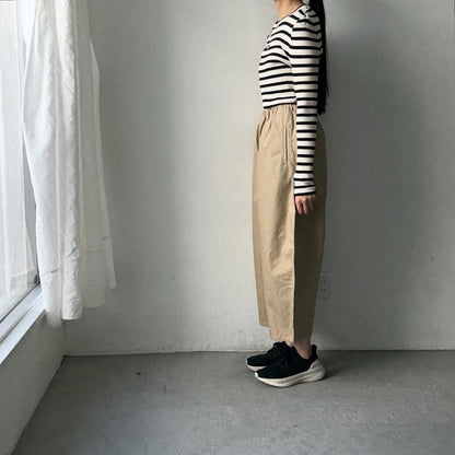 ゴーシュ  オーガニックダックコットンストレートラインパンツ　ベージュ