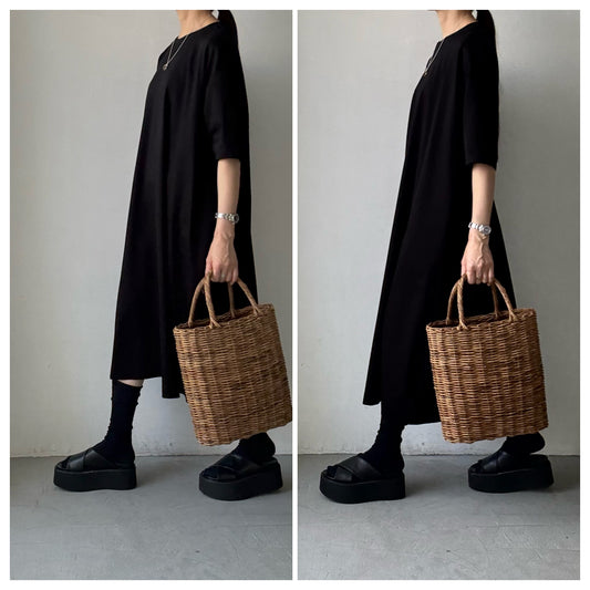atelier naruse  コットンカットソーコクーンワンピース　ブラック