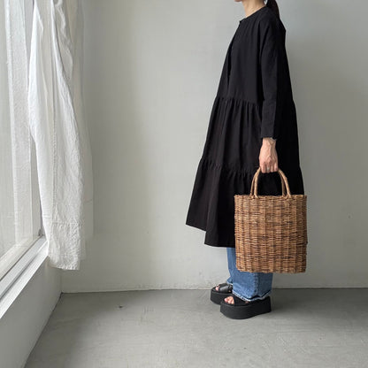 jujudhau デッドストックコットンティアードドレス　ブラック