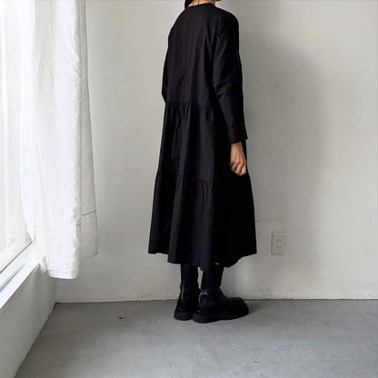 jujudhau デッドストックコットンティアードドレス　ブラック