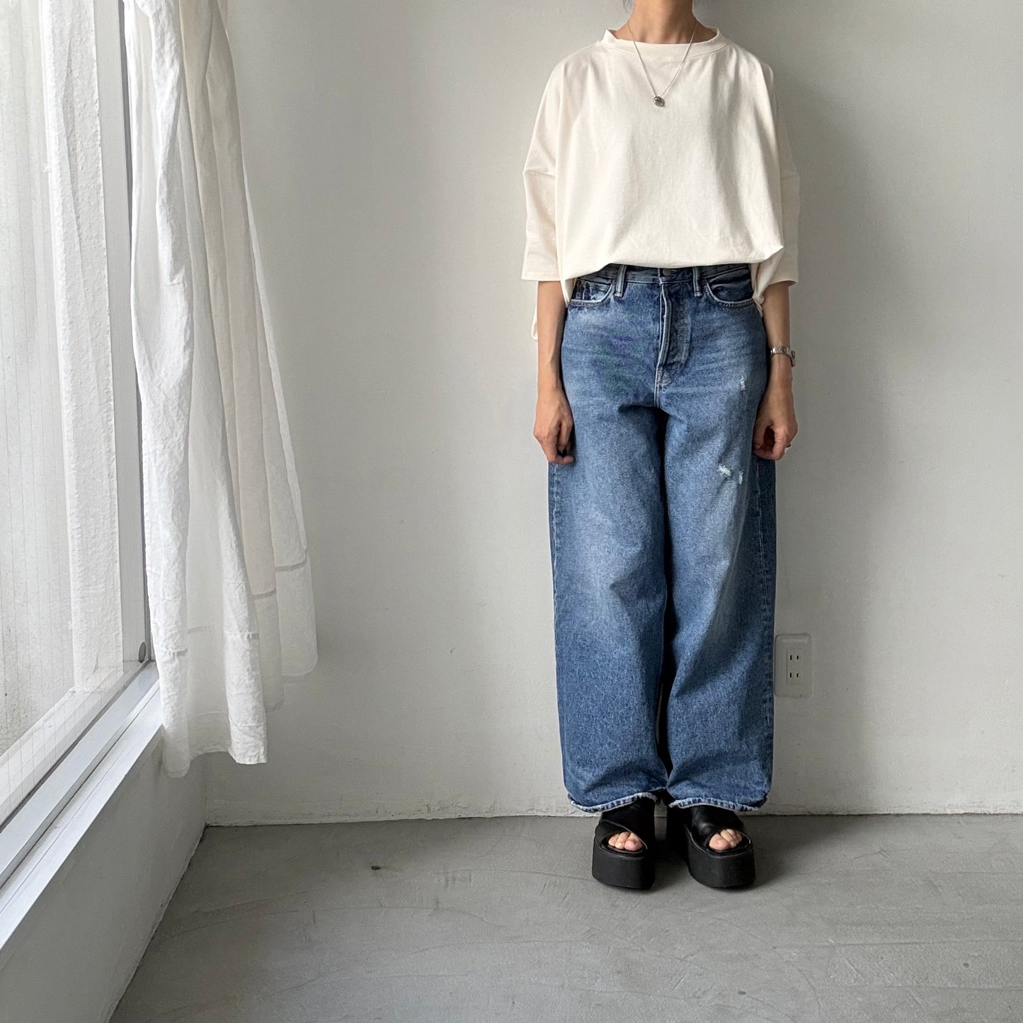🟡水曜日入荷分予約受付中🟡 Linenya  テラヴェ7分袖Tシャツ　アイボリー