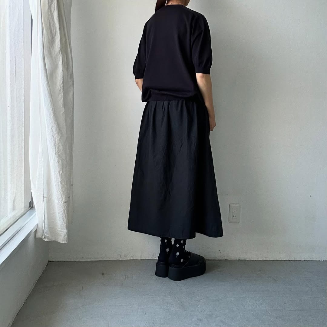 as it is.コットン半袖ニットプルオーバー　ブラック
