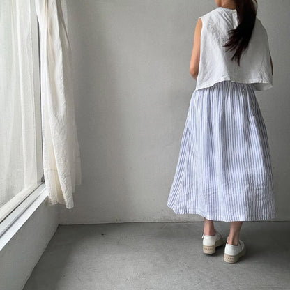 atelier naruse  ストライプリネンギャザースカート