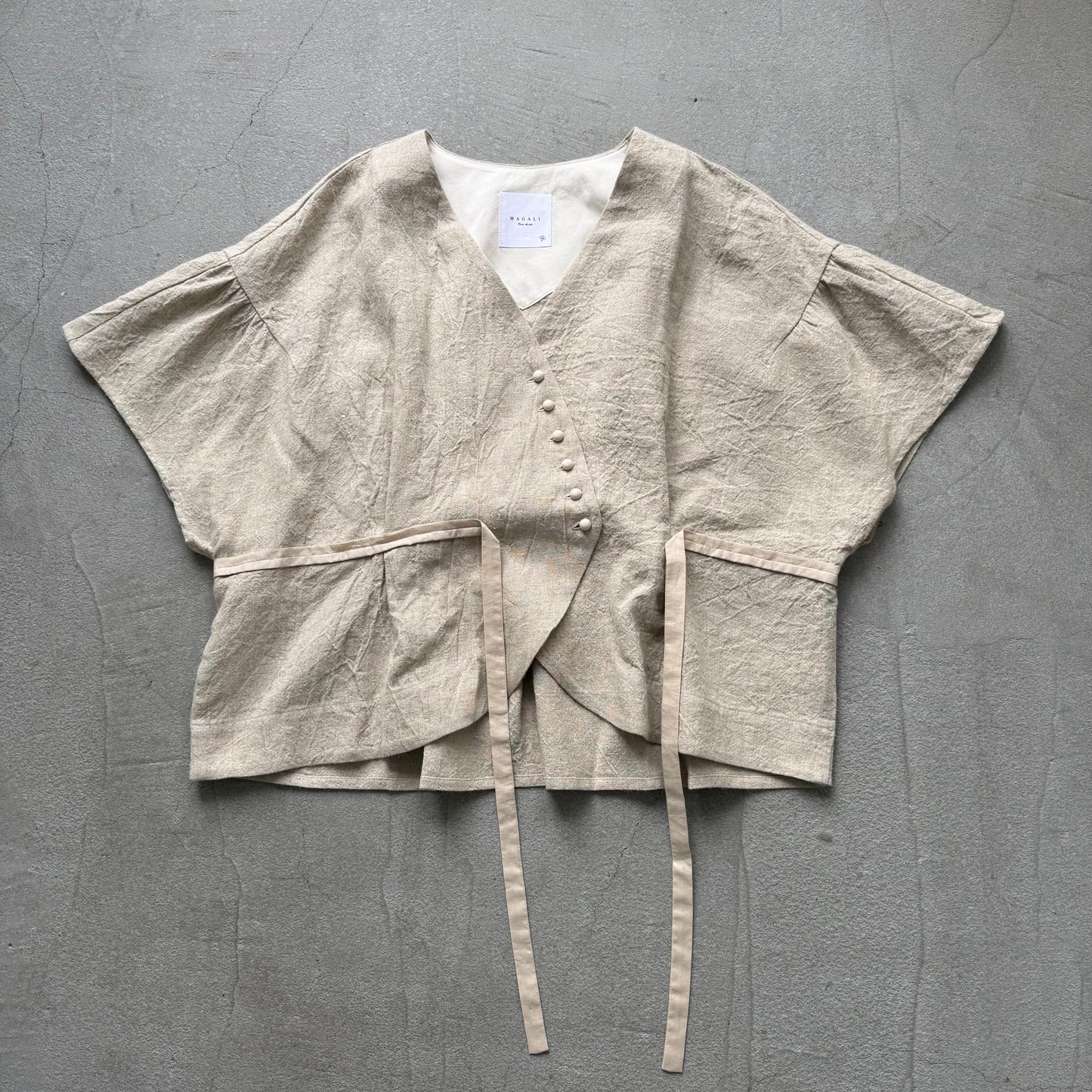 MAGALI  トリプルウォッシュリネンカシュクールジレ　ナチュラル
