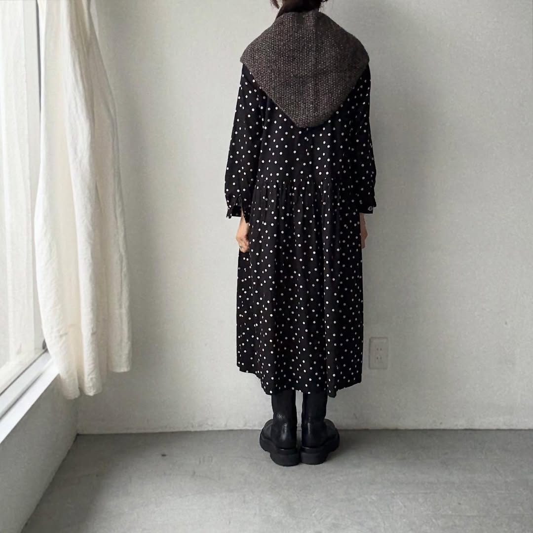 Karakoram アルパカコットントライアングルスカーフ　ダークブラウン