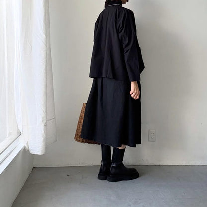 jujudhau デッドストックコットンダブルボタンシャツ　ブラック