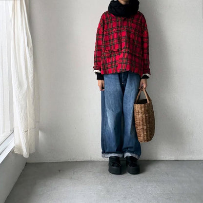 atelier naruse ウールコットンタータンチェックテーラードジャケット