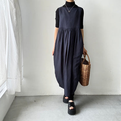 TENNE HANDCRAFTED MODERN ビスコースリネンノースリーブコクーンドレス