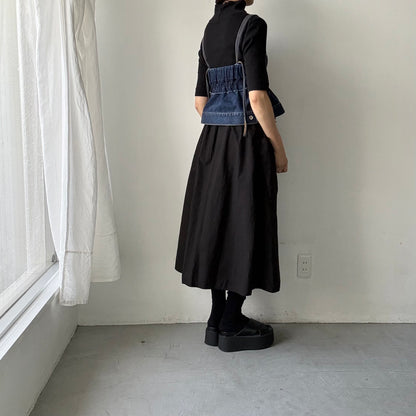 R&D.M.Co 　シュリンクコットンガーメントダイポケットスカート　ブラック