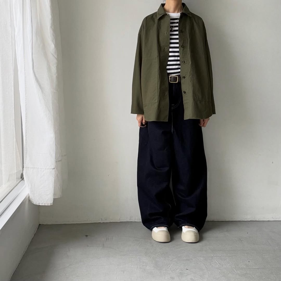 homspun  リップストップシャツジャケット　オリーブ