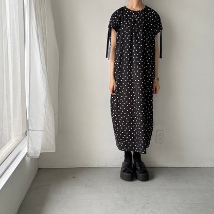 cion  コットン水玉ショルダーリボンワンピース