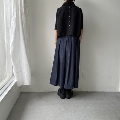 Linenya  デニムタックスカート　90センチ丈
