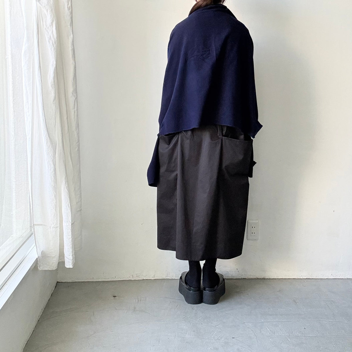 SACUCA  ウールコットンストール　ネイビー