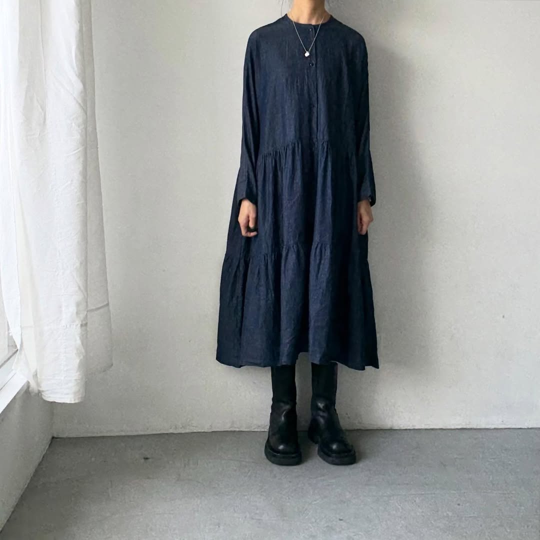 jujudhau デッドストックデニムティアードドレス