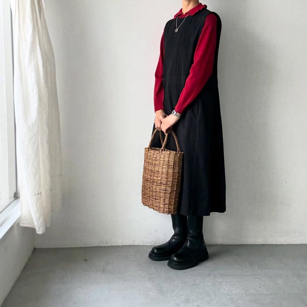 cion  ウールフリルカラーポロニット　レッド