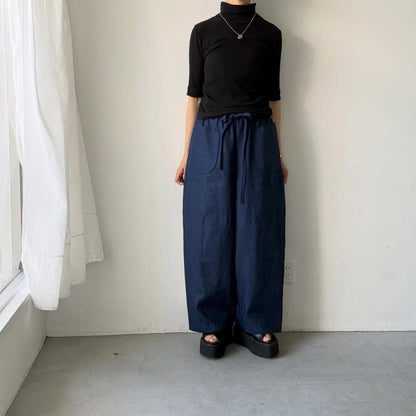 MAGALI インディゴリネンロングパンツ