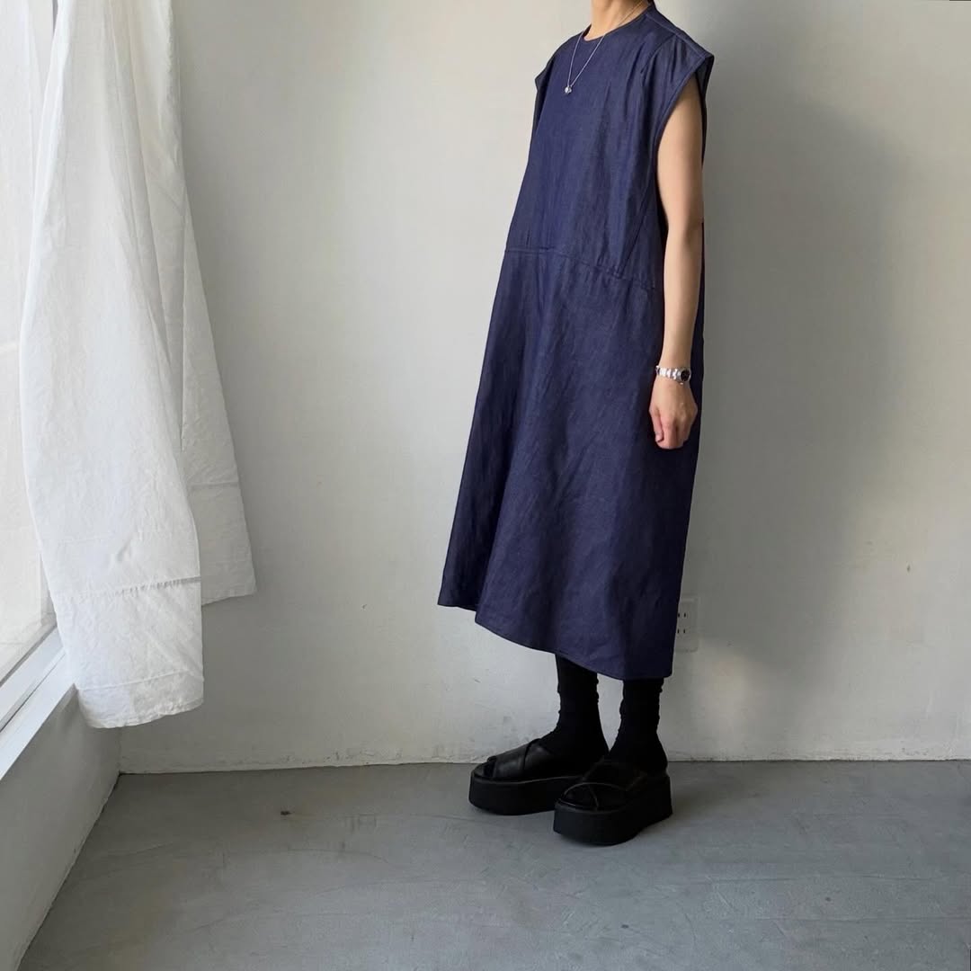 R&D.M.Co コットンデニムハンチドバックドレス