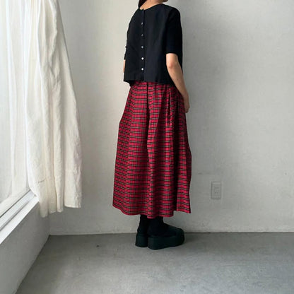 ayanoguchiaya　タータンチェックタックワイドスカート(blanc別注)