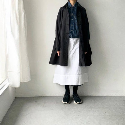 atelier naruse コットンナイロンタフタフーデットコート　ブラック
