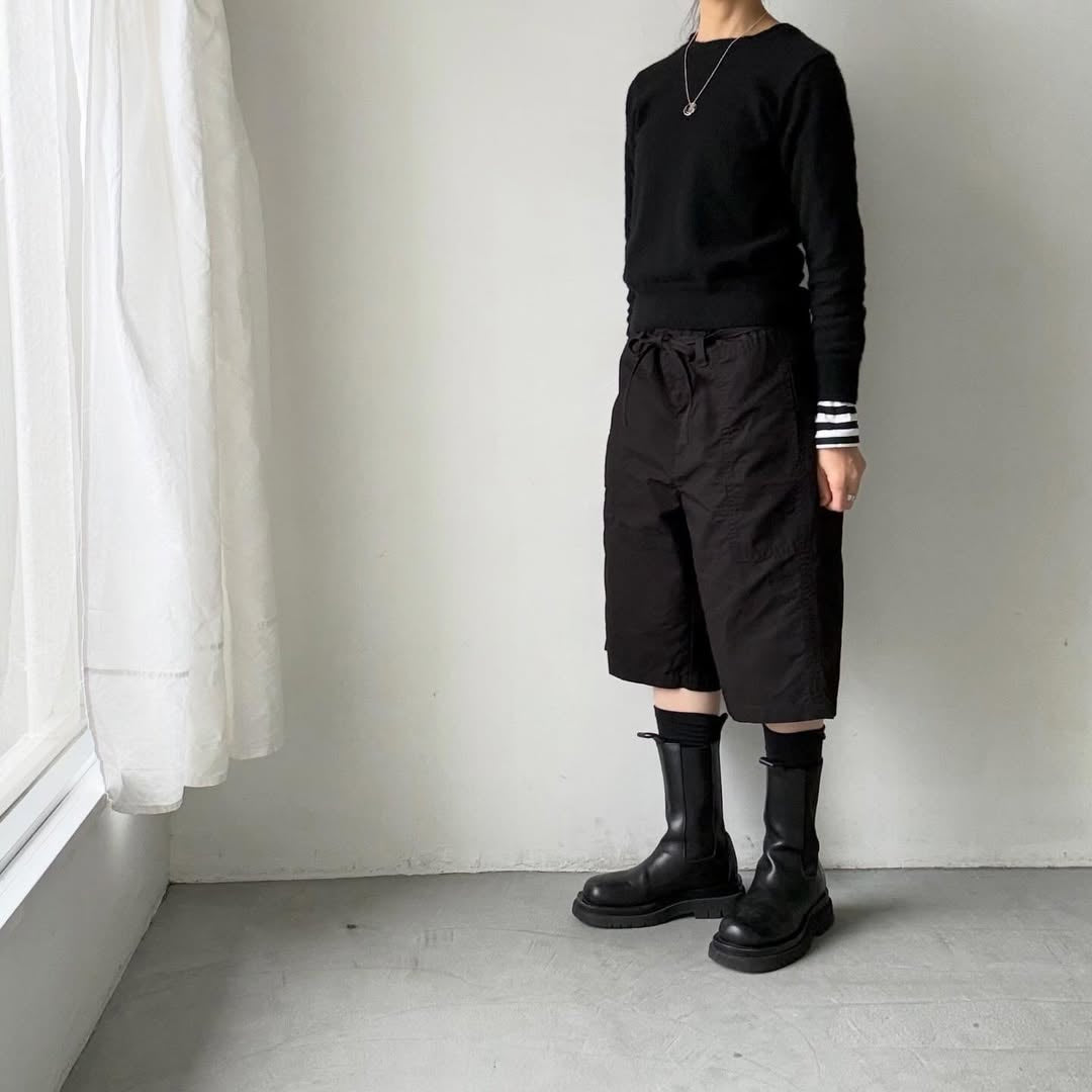 homspun  リップストップハーフパンツ　ブラック