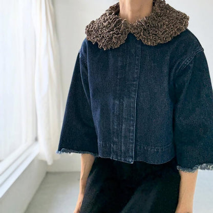 R&D.M.Co  コットンウールフリルカラー　チェック