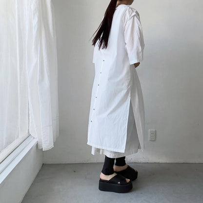 ayanoguchiaya　フリップロングシャツドレス　ホワイト