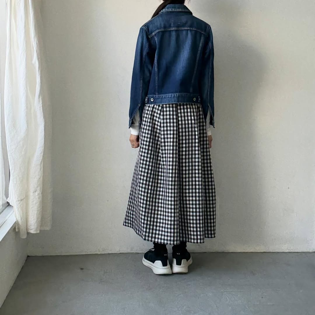 ayanoguchiaya　ギンガムチェックタックワイドスカート(blanc別注)