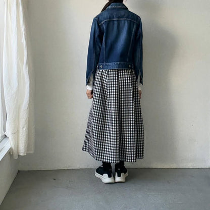 ayanoguchiaya　ギンガムチェックタックワイドスカート(blanc別注)