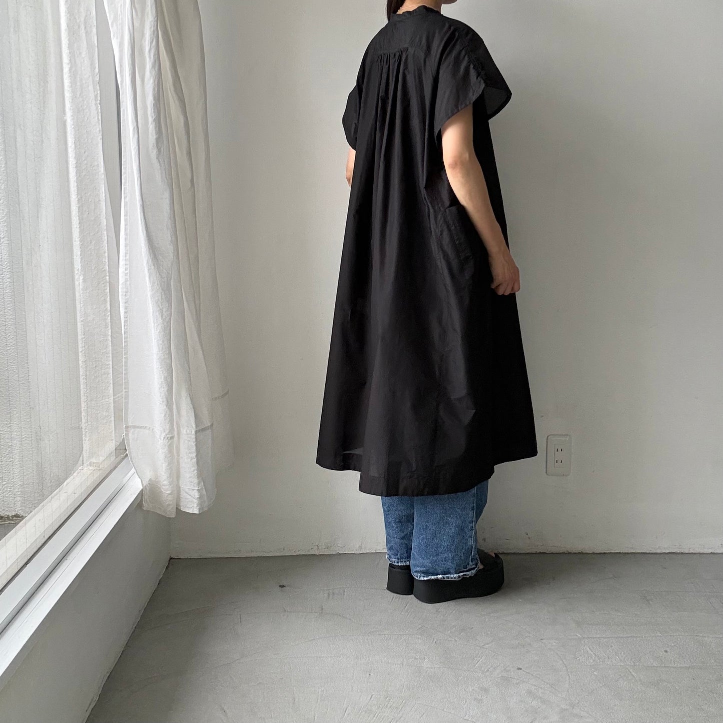 R&D.M.Co シルクコットンラグランハーフスリーブドレス