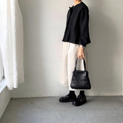 MAGALI ハイカウントコットンリネンダブルボタンジャケット　ブラック