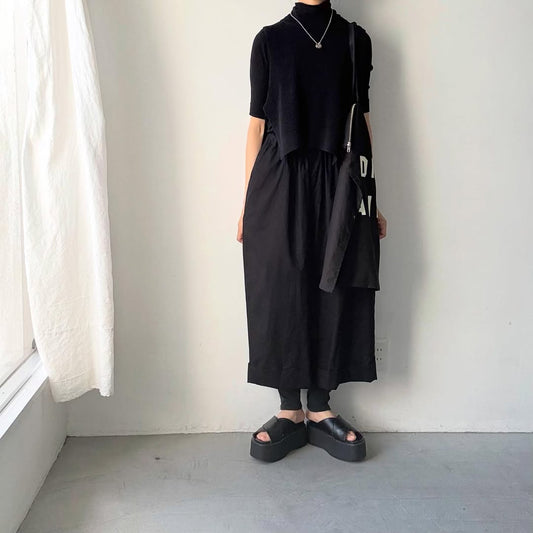 ゴーシュ  コットンポプリンワイドパンツ　ブラック