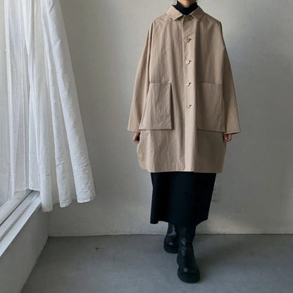 atelier naruse コットンナイロンタフタフーデットコート　ベージュ