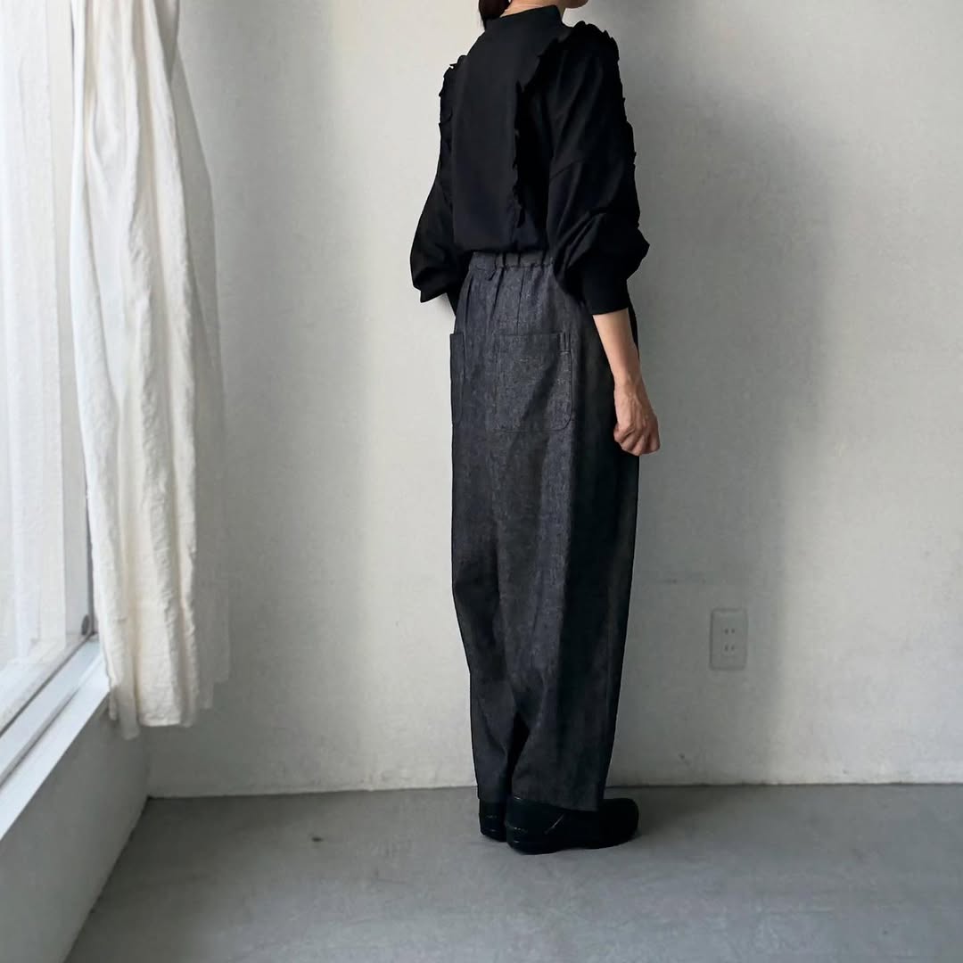 MAGALI コットンリネンデニムマリンパンツ